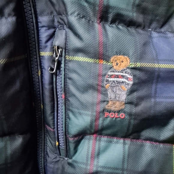 Polo Ralph Lauren Polo Bear Water-Repellent 650 Duck Down Tartan Puffer Jacket - Picture 3 of 12